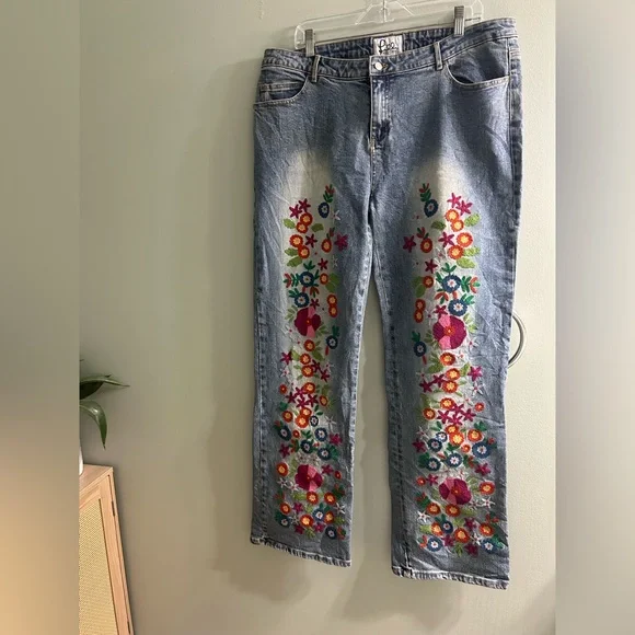 Lilly Pulitzer embroidered floral unique jeans Y2K - Picture 5 of 6